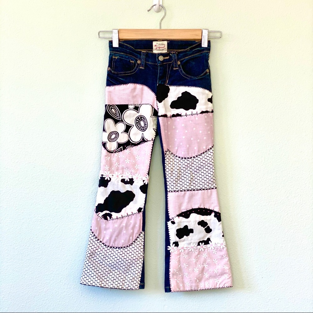 Custom Boutique Girls Jeans Pink Black Flare